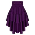 thumbnail image 4 of YiZYiF Womens Gothic Medieval Steampunk Satiny Pirate Skirt Lace-up Tiered Ruffled High Low Skirts Purple L, 4 of 7