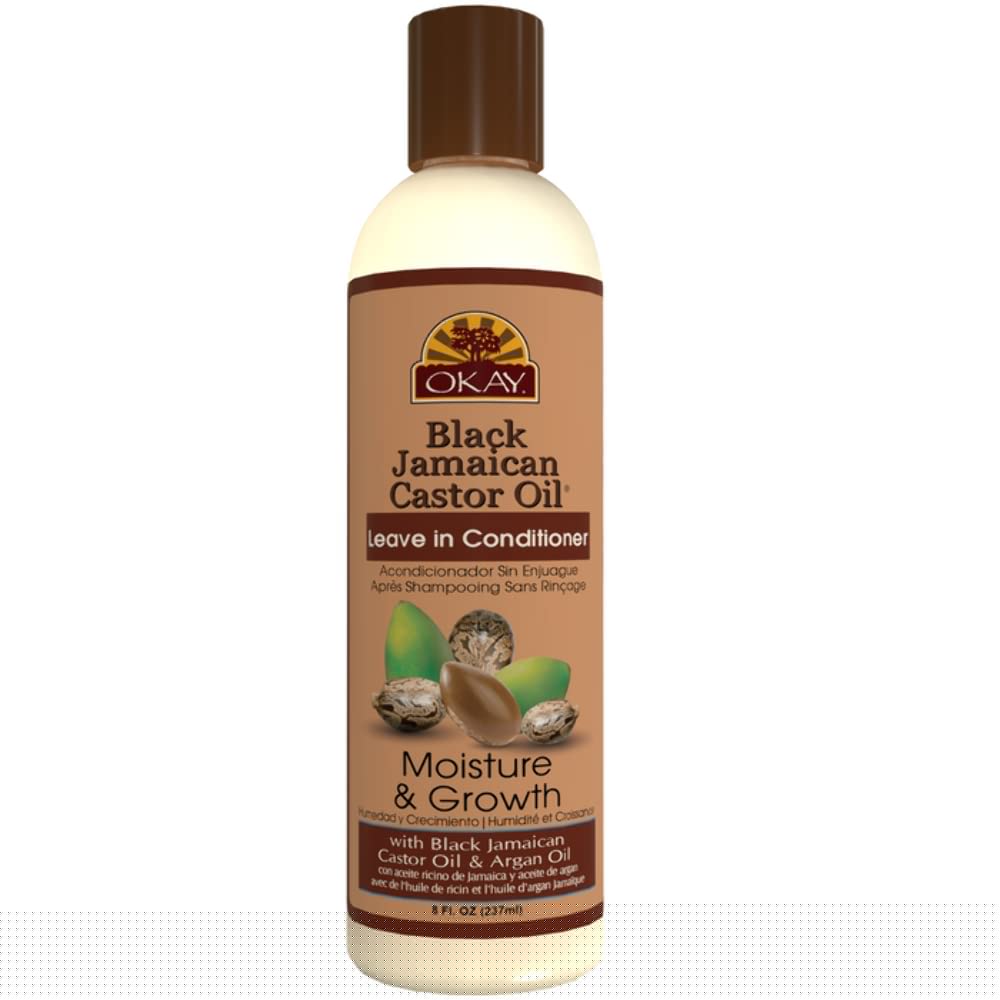Okay Revitalisant Sans Rinçage à l'Huile de Ricin Noire Jamaïcaine Aide à Hydrater et à Repousser des Cheveux Forts et en Santé Sans Sulfate de Silicone Sans Parabènes pour Tous les Types de Cheveux et Toutes les Textures Fabriqué aux É.-U. 8Oz