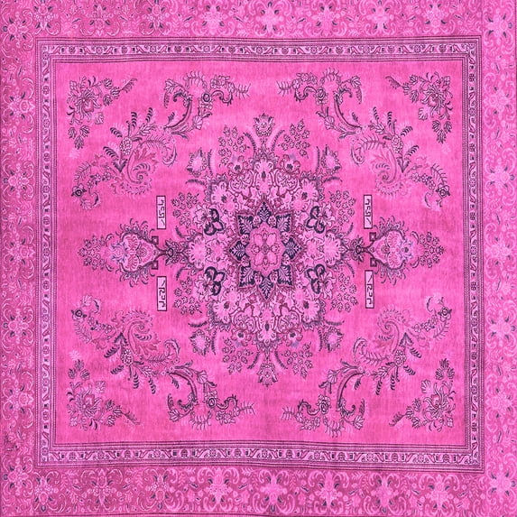 Ahgly Company Indoor Square Abstract Pink Modern Area Rugs, 4' Square