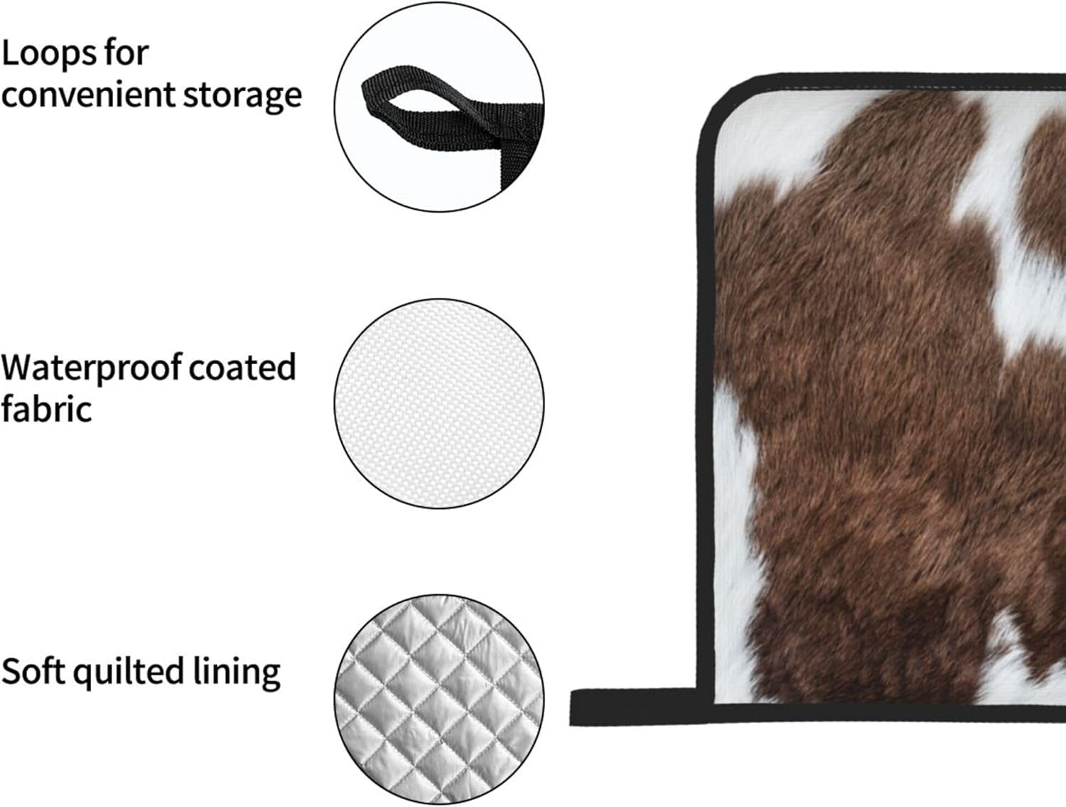 Brown Cowhide Oven Mitts and Pot Holders Set of 4 Cow Skin Pattern Mittens Potholders Heat Resistant Vintage Cow Bull Fur Animal Glove Pot Holder for BBQ Cooking Baking Grilling Kitchen Accessories