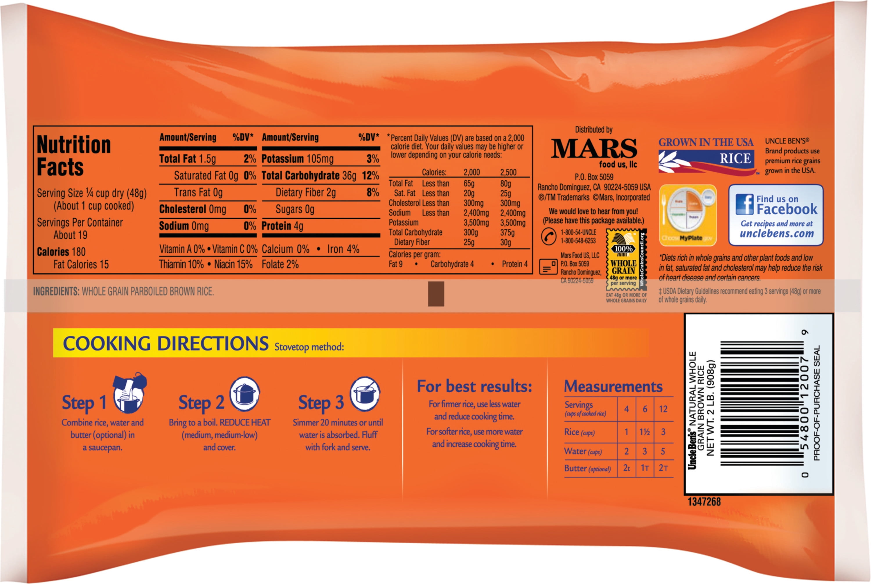 Uncle Ben S Original Rice Nutrition Facts Bios Pics