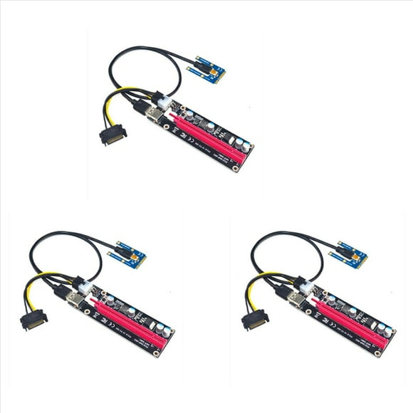 3X Mini PCIe to PCI 16X Riser for Laptop External Graphics Card EXP GDC BTC Miner MPCIe to PCI-E Slot,Black & red