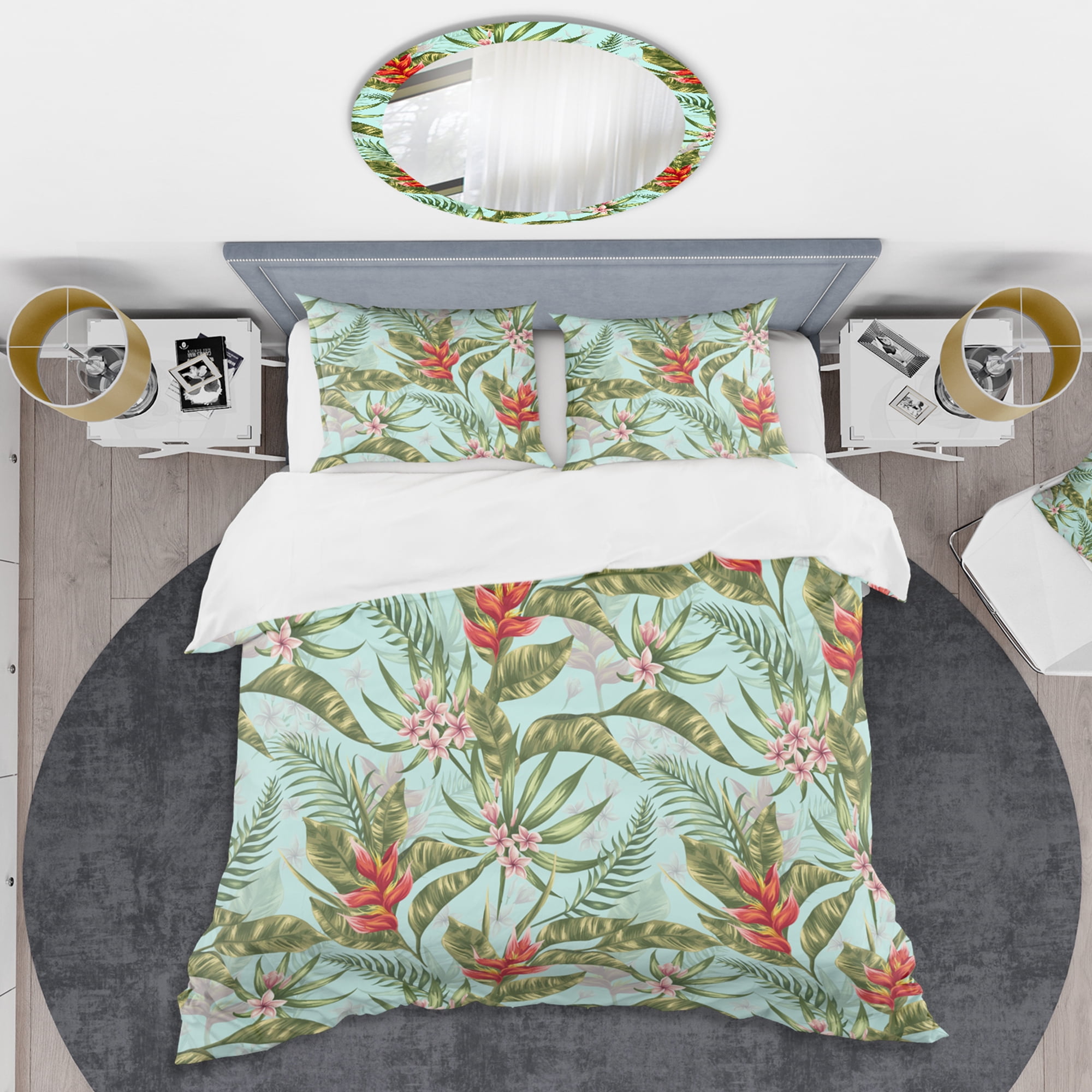 Designart 'Tropical Foliage II' Mid-Century Modern Duvet Cover Set