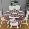 thumbnail image 2 of Red and White Christmas Folk Pattern Round Tablecloth 60"x60",Wrinkle Wipeable Table Cloth for Kitchen Dining Room Picnic Patio Party, 2 of 6