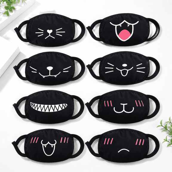 Cute Cat Face Mask, Kawaii Cotton Mouth Masks Reusable Washable Face Mask Anti-Dust Anime Masks for Women Men