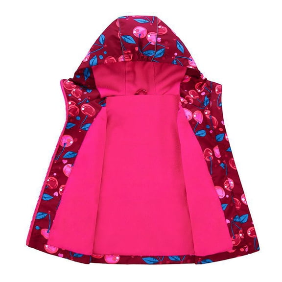 Vedolay Girls Fall Jackets Toddler Kids Winter Zipper Coat Jacket Print Long Sleeves Outwear,Red 4-5 Years