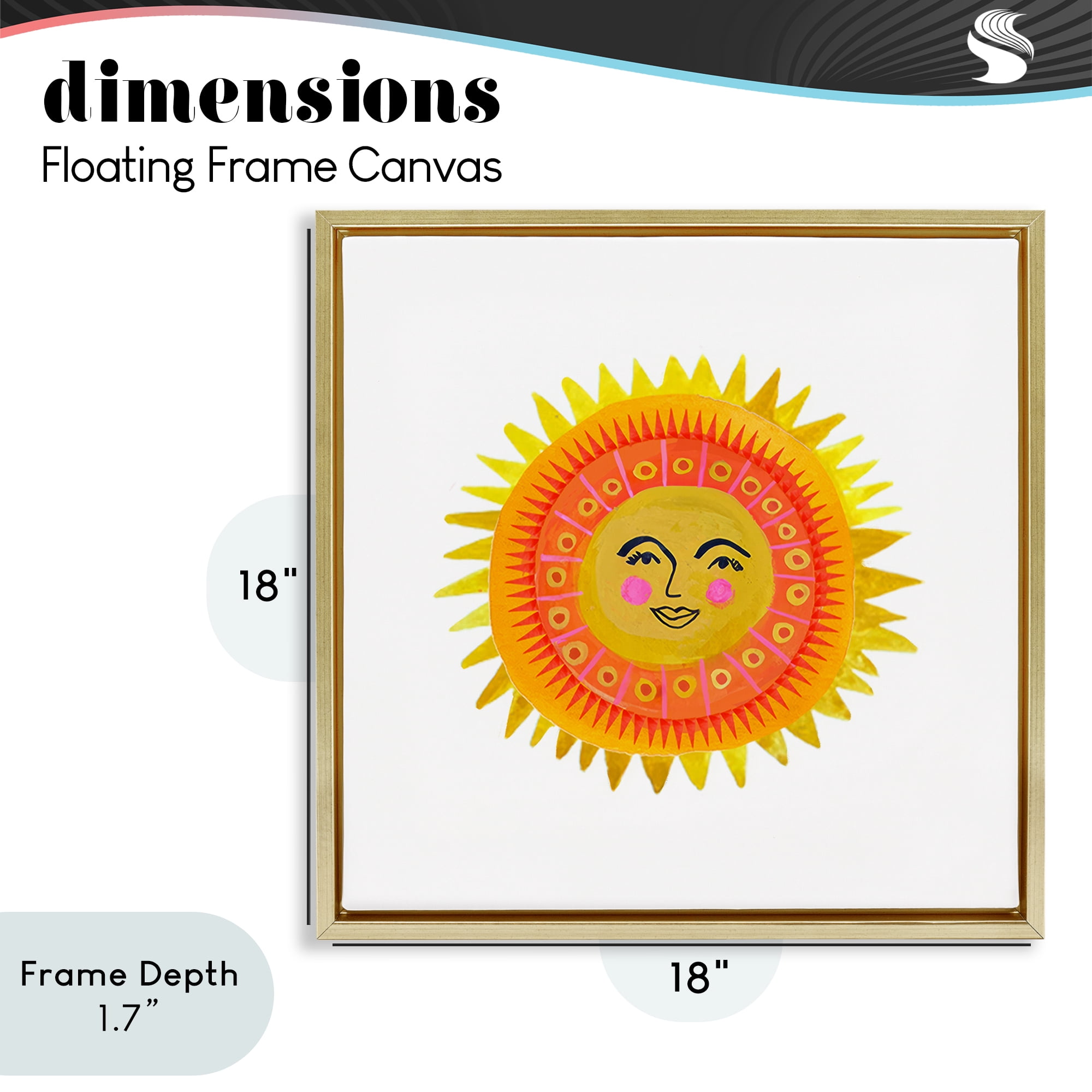 Stupell Industries Eccentric Bohemian Sun Gold Framed Floater Canvas Wall Art, design by Katherine Herrell Studio
