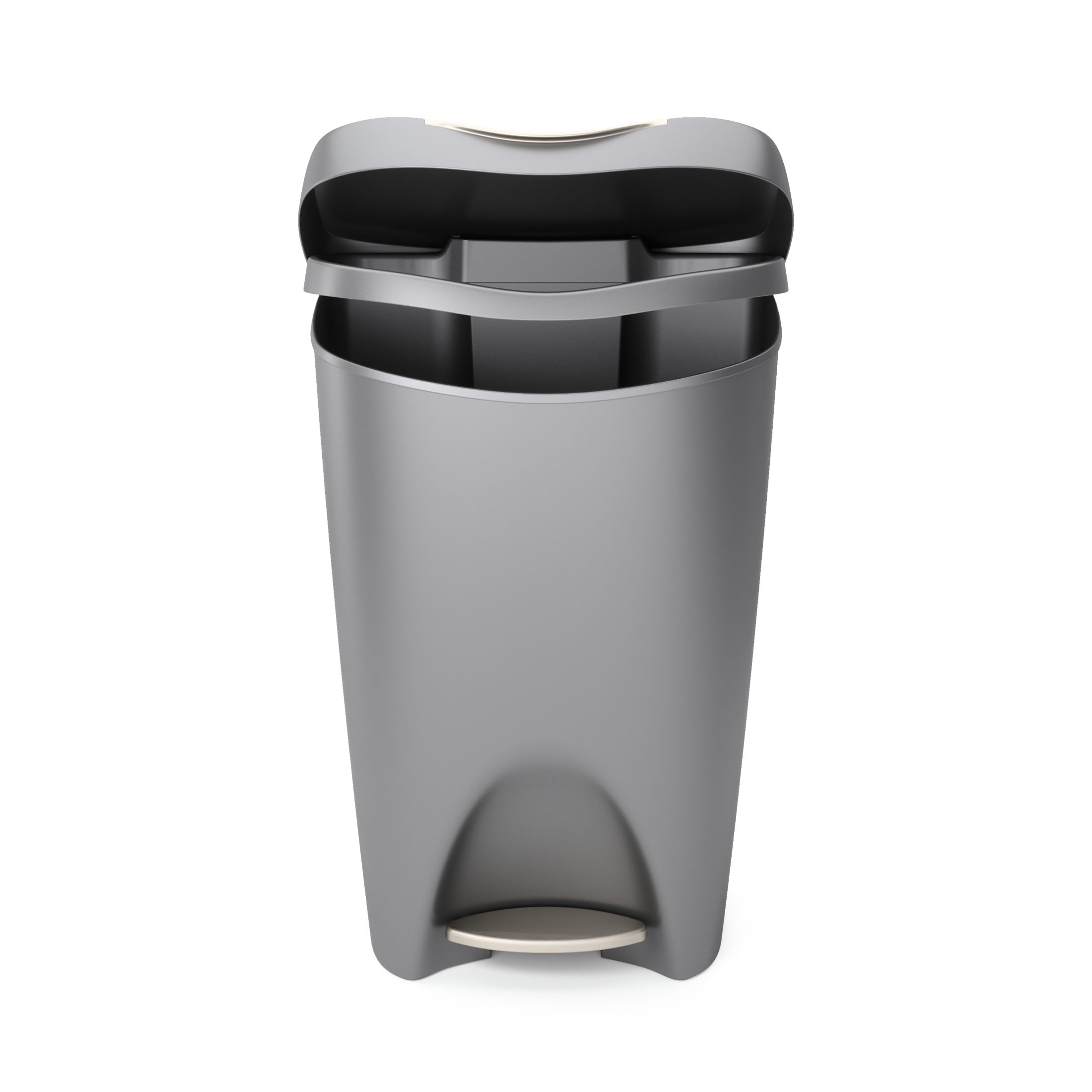 Umbra 13 gal Brim Plastic Step Soft Close Lid Kitchen Trash Can, Nickel