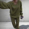 thumbnail image 5 of Wutalume Women's Fashionable Long Sleeve Casual 2-Piece Set, Loose Sweatshirt and Wide Leg Joggers, Sporty Loungewear Outfit,Army Green L, 5 of 7