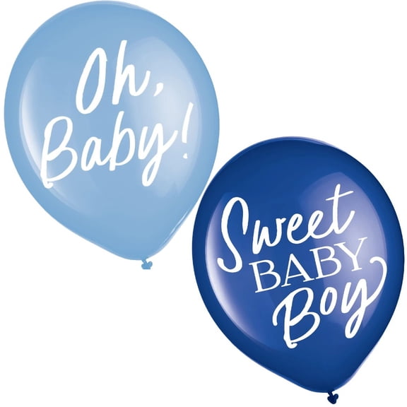 Baby In Bloom Sweet Baby Boy 12-inch Latex Balloons 15 Per Pack Boy Baby Shower