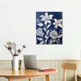 thumbnail image 2 of Nawypu 3 Pieces Vintage Flower Canvas Wall Art Navy Blue Painting Prints Framed Ready to Hang 16"x20" (Blue), 2 of 3