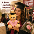 thumbnail image 4 of Graduation Teddy Bear Plush Toy 9.84in – Soft Stuffed Animal with Cap, Diploma & Colorful Graduation Robe – Cute Graduation Gift, Keepsake, Party Decor for Kids & Teens, 4 of 7