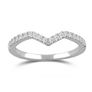 Diamond Accent Sterling Silver Contour Wedding Band