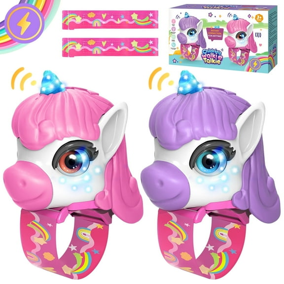 UUSUOO Walkie Talkies for Kids,2 Pack Unicorn Walkie Talkies for Toddlers Girls,Long Range Radio Indoor Outdoor Toys for Boys Girls,Unicorn Toys Birthday Gifts for 4 5 6 7 8   Year Old Girls