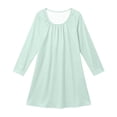 thumbnail image 7 of Bainana Nightdress For Girls Kids Long Sleeve Crewneck Pajama Dress Sleepwear Outfits Solid Color Loungewear Dresses Size 14-15 Years Light Green, 7 of 7