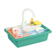 Pretend Play Toy Kitchen Sink Toys Children Electric Dishwasher Playing Toy with Green