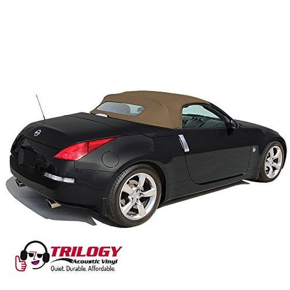 Sierra Auto Tops Convertible Soft Top Replacement, compatible with Nissan 350Z 2004-2009, w/Heated Glass Window, Twill Grain Apex Vinyl, Saddle