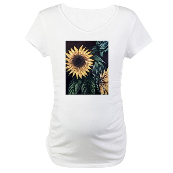 CafePress - Sunflower Life Maternity T Shirt - Cotton Maternity T-shirt, Cute & Funny Pregnancy Tee