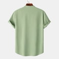 thumbnail image 4 of MIUOWANP Men's Pullover Shirts Short Sleeve Solid Color Stand Collar Button Closure Hawaii T-Shirt Size M(6)Green, 4 of 6