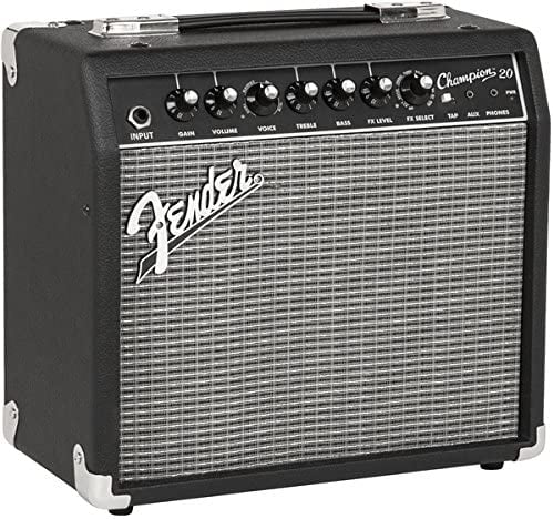 Fender Champion 20 Guitar Amplifier Bundle with Instrument Cable, 24 Picks, and Austin Bazaar Polishing Cloth