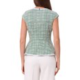 thumbnail image 3 of INSPIRE CHIC Women's Elegant Tweed Top Crew Neck Cap Sleeve Business Office Peplum Blouse Tops S Green, 3 of 5