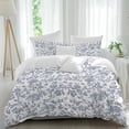 thumbnail image 2 of Blue Flower Bedding 3 Piece Duvet Cover Set Twin Size, Vintage Farmhouse Boho Leaf Spring Summer Soft Microfiber Comforter Cover with Zipper Closure & Pillowcases, Wrinkle & FadeResistant Quilt Cover, 2 of 9