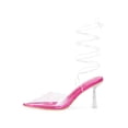 thumbnail image 3 of BLISSFUL STEP Women's Pumps Stiletto Heels Lace up Clear Heel Pumps Hot Pink 6, 3 of 7