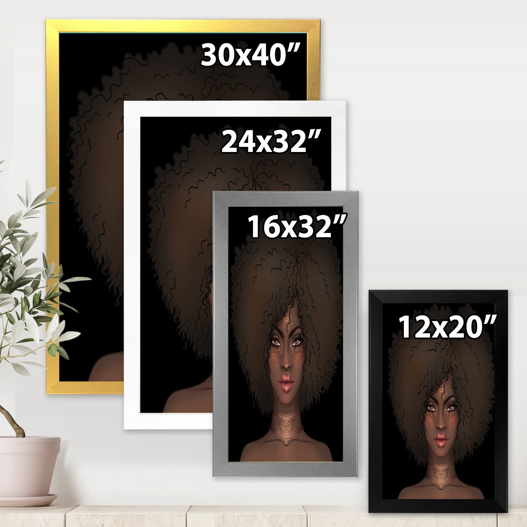 Designart 'Portrait of Afro American Woman III' Modern Framed Art Print