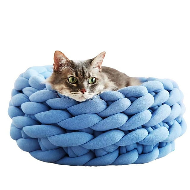 Lits pour Chats d'Intérieur Chiens, Lit pour Chaton Chiot Chaton Rond Doux Polyester Coton Coussins pour Animaux Lits Lavables