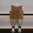 thumbnail image 2 of Kogui Infant Boy Clothes Toddler Baby Boy Summer Clothes Boy Embroidery T-shirt Top Elastic Waist Short Set Newborn Infant Boy Outfits 6 12 Months (Coffee,6-12 Months), 2 of 3