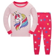 Popshion Toddler Baby Girls Unicorn Cotton Sleepwear Long Sleeve 2-Piece Pajamas Set, Size 6T