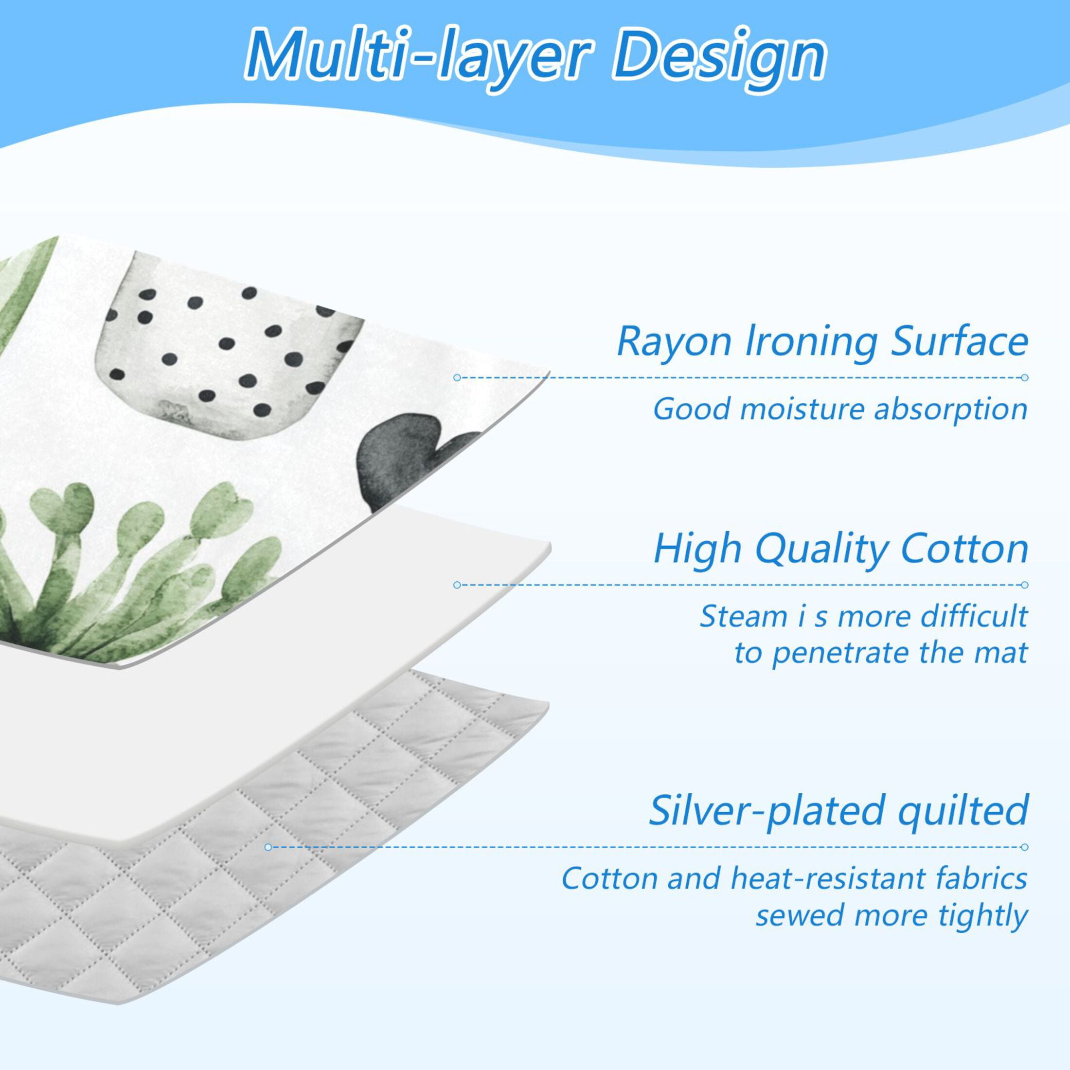 Cactus Watercolor Print Ironing Mat Blanket for Table Top Travel Portable Ironing Board Pad 47.2x27.6 Inch