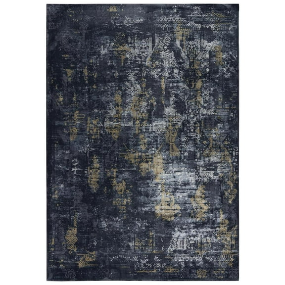 Alora Decor Spring 3'11" x 5'6" Gray/Black/Blue/Black/Gray Power-Loomed Area Rug
