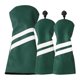 thumbnail image 1 of Yuarrent 3 unids/set cubierta de cabeza de palo de Golf de doble raya de cuero con etiqueta funda protectora ajustable intercambiable Protector Golf Verde, 1 of 6