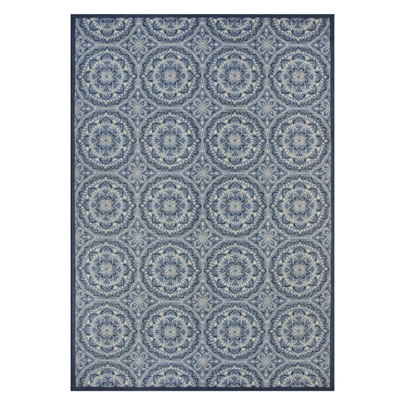 Better Homes & Gardens 7’ x 10’ Blue Monarch Medallion Outdoor Rug