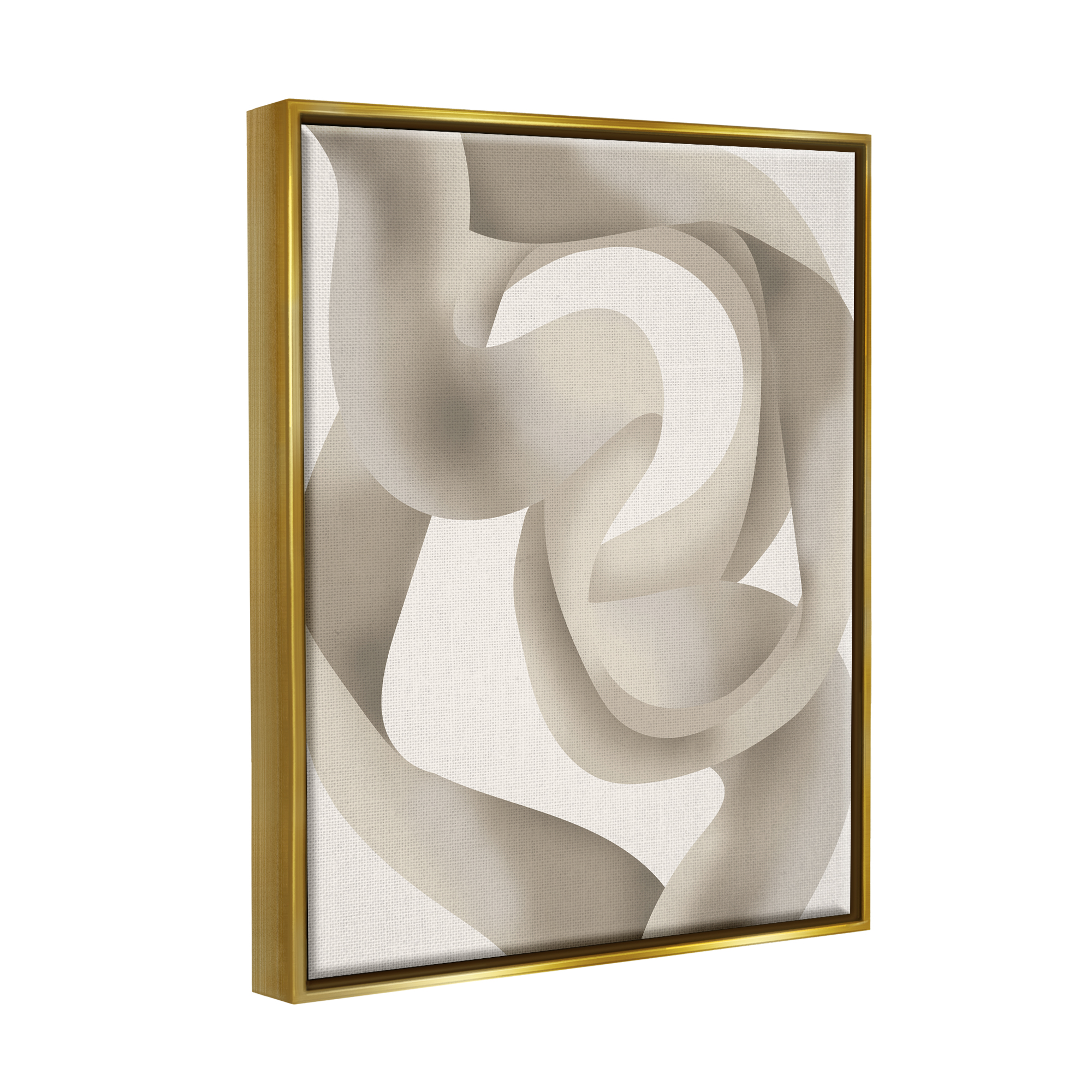Stupell Industries Modern Wavy Abstraction Abstract Painting Gold Floater Framed Art Print Wall Art, 25 x 31