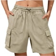 thumbnail image 5 of Kilaqueen Women's Cargo Bermuda Shorts with Elastic Waist and Pockets, Lightweight Long Shorts for Hiking, Travel and Casual Summer Wear, 5 of 7