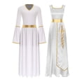 thumbnail image 3 of Kaerm Robe Tunique de Danse pour Femmes avec Manches Longues Blanc&Blanc P, 3 of 7