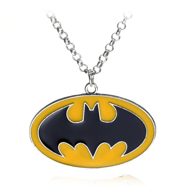 Batman Necklace Anti-Tarnish Silverplated Yellow and Black Pendant Jewelry  327BM 