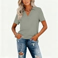 thumbnail image 5 of Garbnen Gray Polo Shirt Women Lapel Fitted Dressy Short T Shirts for Women V Neck Spring Summer Business Womens Tunic Tops, 5 of 5