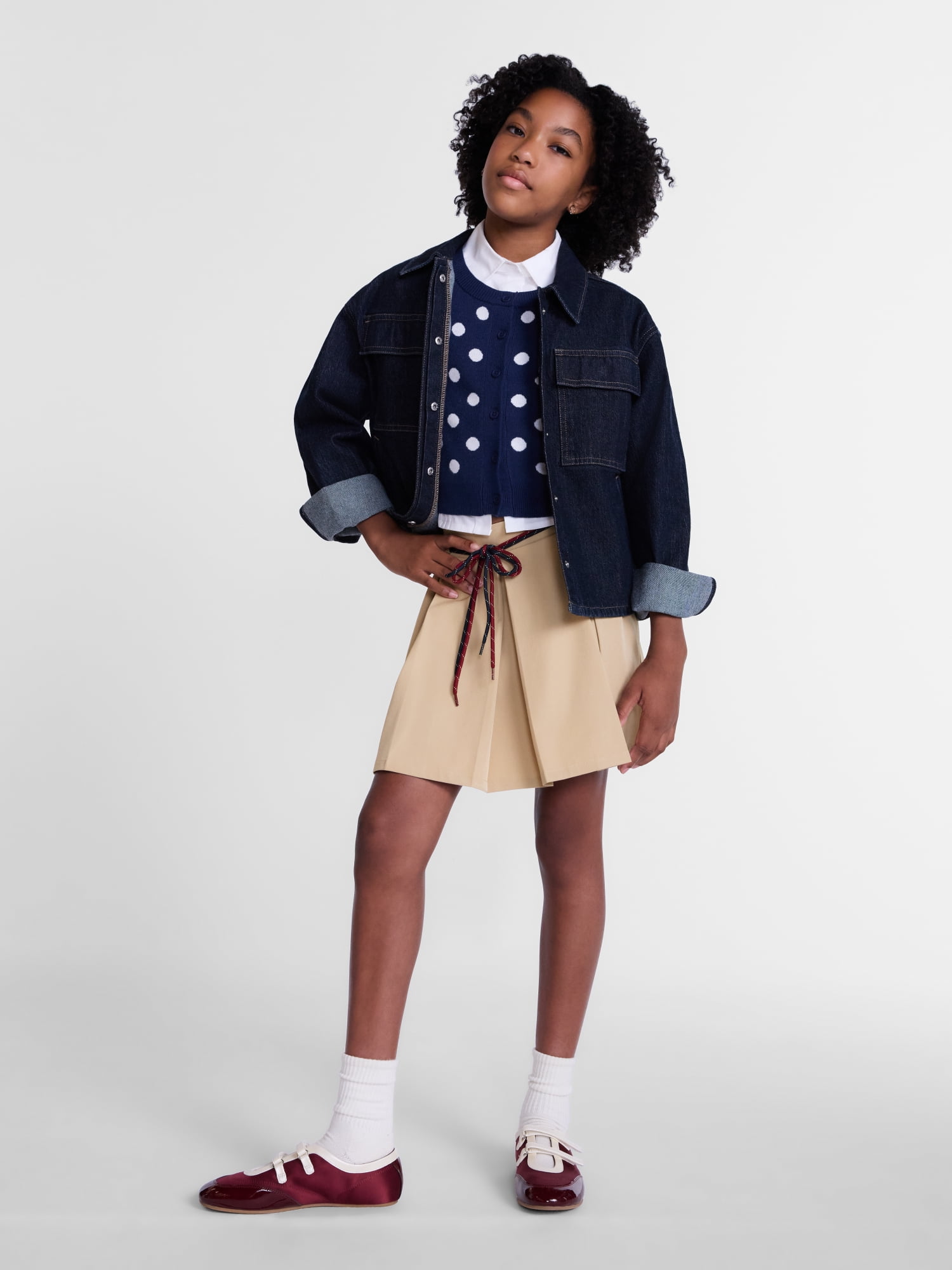 Weekend Academy Girls Pleated Skort with Shoe String Belt, Sizes 4-18