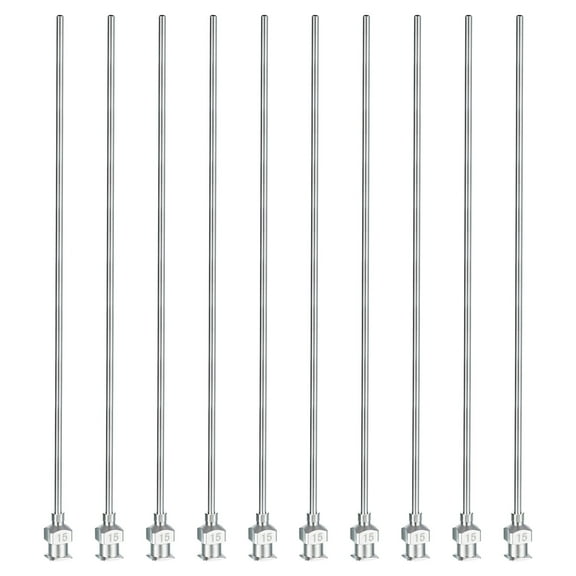 Uxcell 10 Pcs 15G 5 Inch Blunt Tip Dispensing Needle with Lure Lock for Refilling Liquid Inks Adhesives