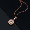 thumbnail image 2 of Gem Stone King 18K Rose Gold Plated Silver White Lab Grown Diamond and Blue Created Sapphire Round Pendant Necklace for Women (0.35 Cttw, Gemstone Birthstone, with 18 inch Chain), 2 of 3