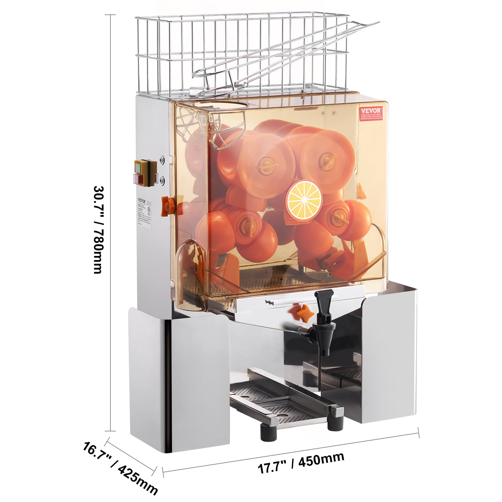 KFFKFF Commercial Orange Juicer Machine 120W Juice Squeezer Extractor Water Tap