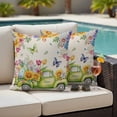 thumbnail image 4 of Easter Eggs Outdoor Waterproof Pillow Covers, Spring Flowers Truck Leaves Butterflies Beige Decorative Square Throw Pillowcase Sofa Cushion Sham for Patio/Couch/Chair, 18"x18" 2 Pack, 4 of 8