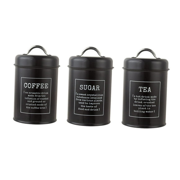 GUOOL Metal Kitchen Canister Set coffee and tea Sugar Storage Jars Containers for A Black