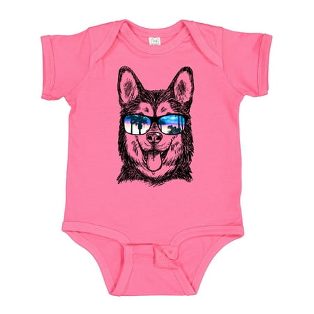 

Inktastic Siberian Husky Sketch Portrait with Sunglasses Gift Baby Boy or Baby Girl Bodysuit