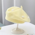 thumbnail image 2 of SuTry Girls Floral Knit Beret Cute Embroidery Stretchy Fall Winter Fashion Soft Artist Hat for Kids Toddler Headwear(Yellow,3-48 Months), 2 of 3