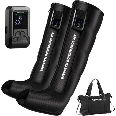 Professional Air Compression Leg Massager for Circulation and Pain Relief, Cordless Full Leg Recovery Boots with Dual Controllers, Sequential Compression Therapy Machine - Pair, L