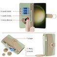thumbnail image 2 of Wallet Phone Case for Samsung Galaxy S25 Ultra, Zipper Pocket and Card Slots Stand Feature Ring Holder Back Cover with Metal Crossbody Shoulder Strap Stylish Case for Samsung Galaxy S25 Ultra, Green, 2 of 8